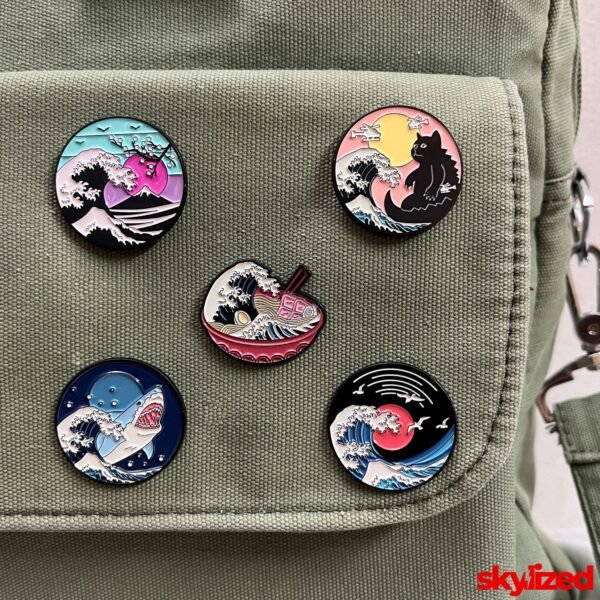 The Great Wave off Kanagawa Styled Lapel Pins